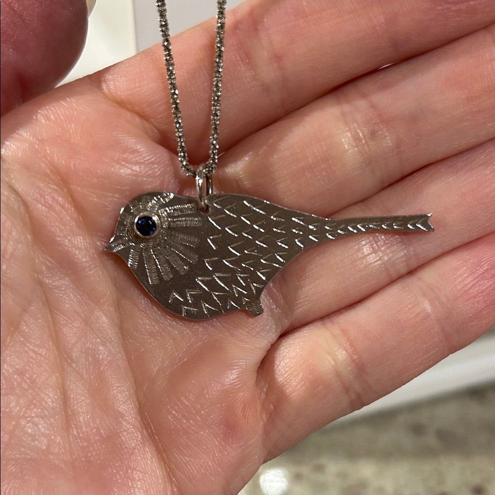 Sterling Silver Bird Pendant Necklace - Picture 2 of 3